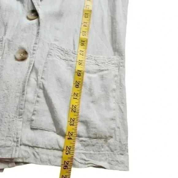 Black Tape Linen Blazer Neutral Coastal Elevated Basic Linen Womens Small Stone - Picture 16 of 16